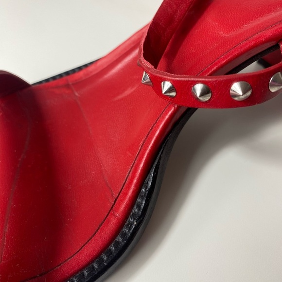 ZADIG & VOLTAIRE May Spikes Red Leather Heel Sandals - Picture 7 of 16